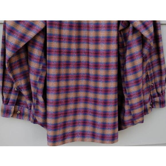 Vtg. ORVIS Men's Flannel Plaid 100% Cotton Shirt Size XXL Tan/Red/Blue - Picture 4 of 12